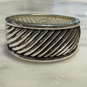 premier design silver tone cable clamper bracelet